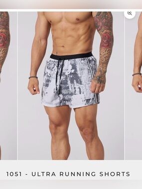 YOUNGLA MENS 1051 - ULTRA RUNNING SHORTS GRAY GLITCH